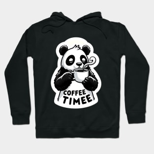 panda drink coffee with text coffee time Hoodie